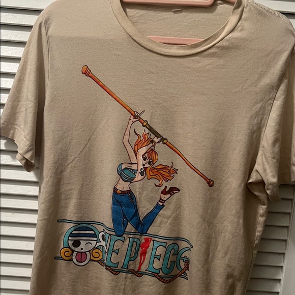 One Piece Anime T-shirts Tops - #1316** Unisex’s Beige Graphic T-Shirt with Anime One Piece Design